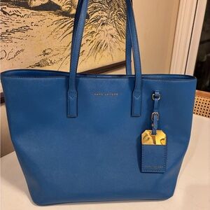 Marc Jacobs Vibrant Blue Tote with Gold Accents